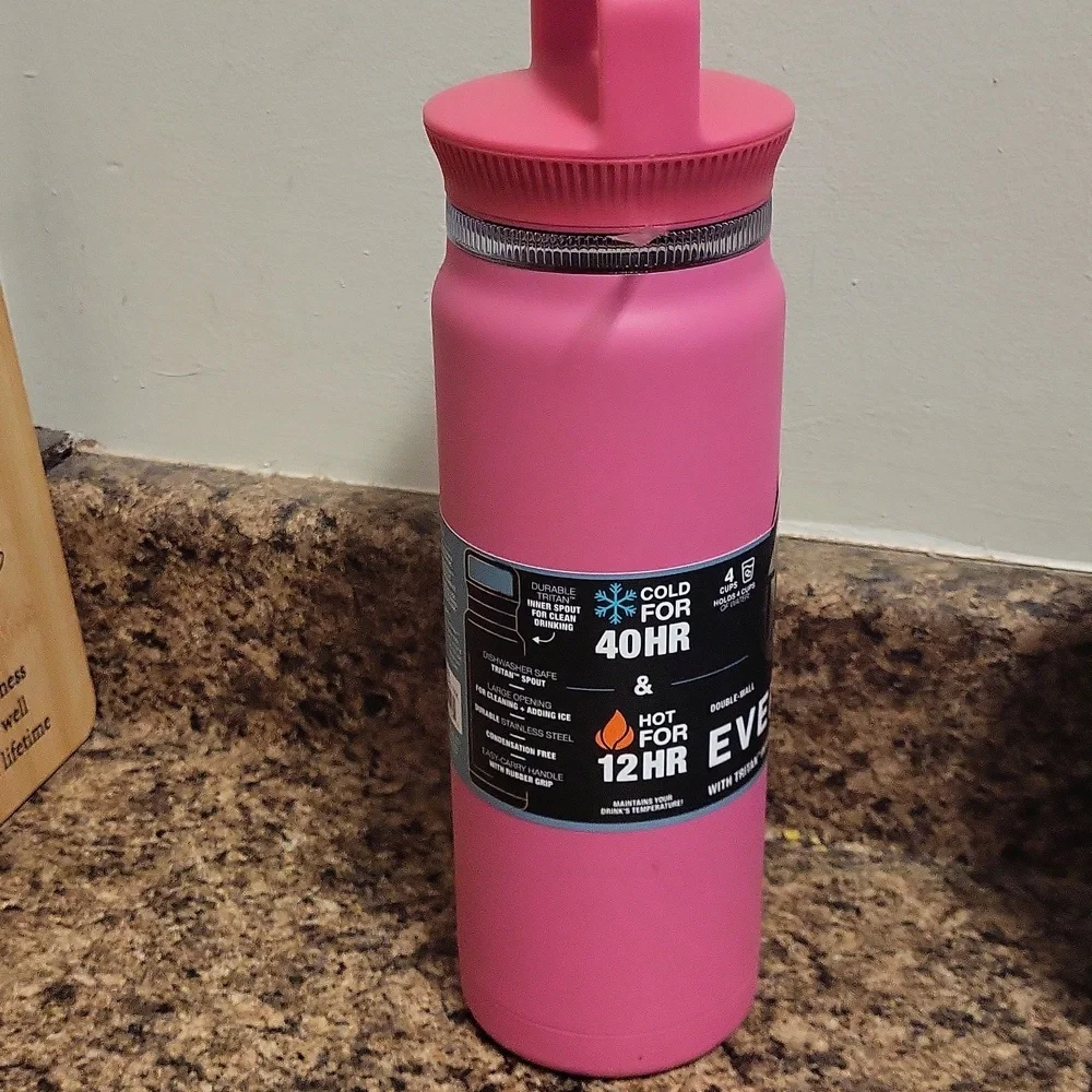Everett Pink Stainless Steel Water Bottle - Picture 5 of 6